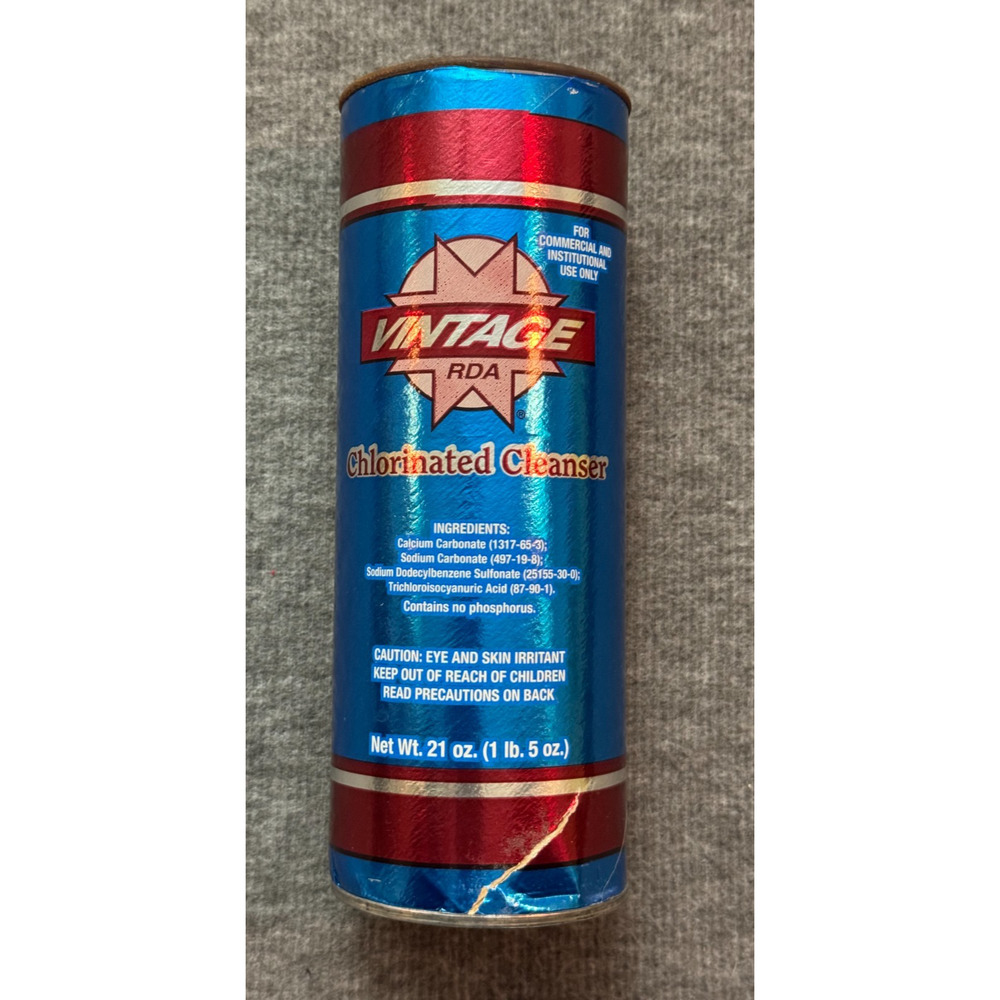 VINTAGE RDA Chlorinated Cleanser - Commercial Use - RARE - Flawed Bottle - 21 Oz